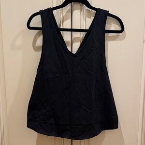 Free People Black V-Neck Sleeveless Tank cross back